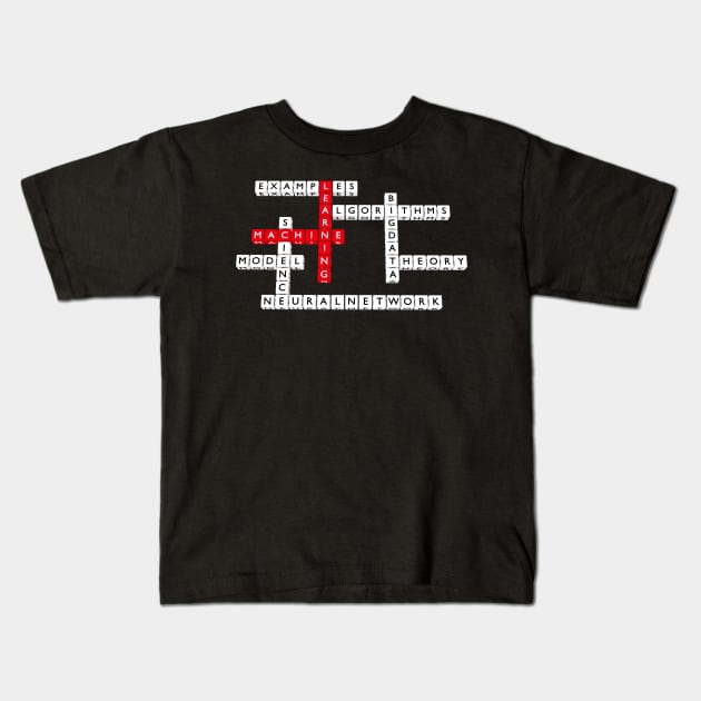 Machine learning crossword puzzle Kids T-Shirt by All About Nerds